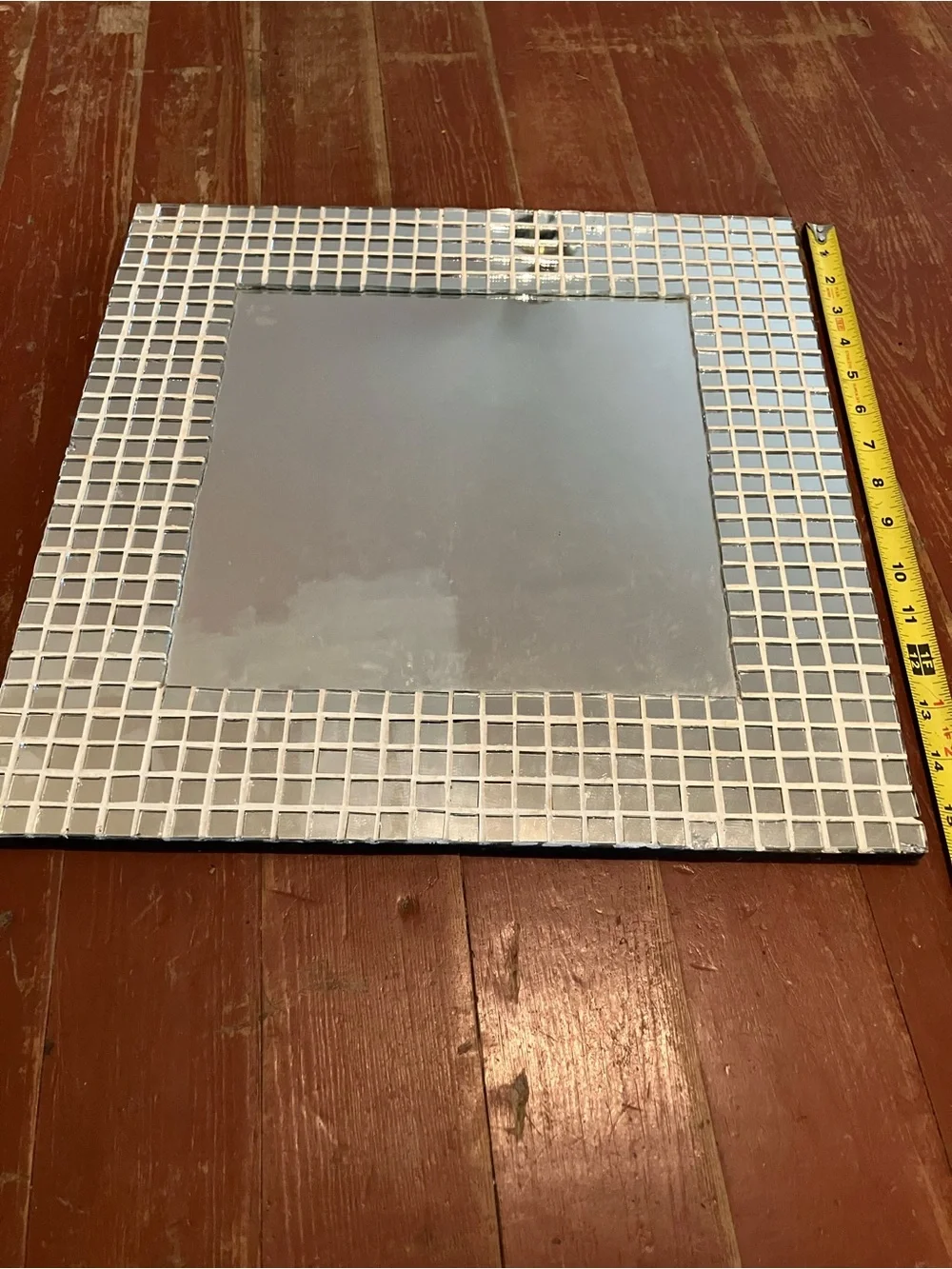 Square Mosaic Tile Frame Mirror - Silver Accent